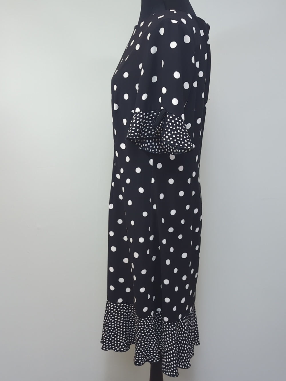 Talbots Polka Dot Ruffle Hem Midi Dress Black White Size 10 - Picture 4 of 8